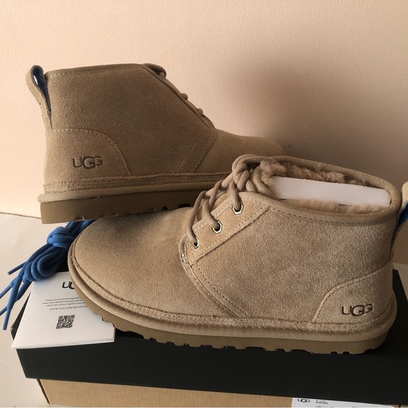 UGG Australia Neumel Chukka suede leather fur Beige Blue Boot. Size: 7, 8, 9 - Picture 3 of 14